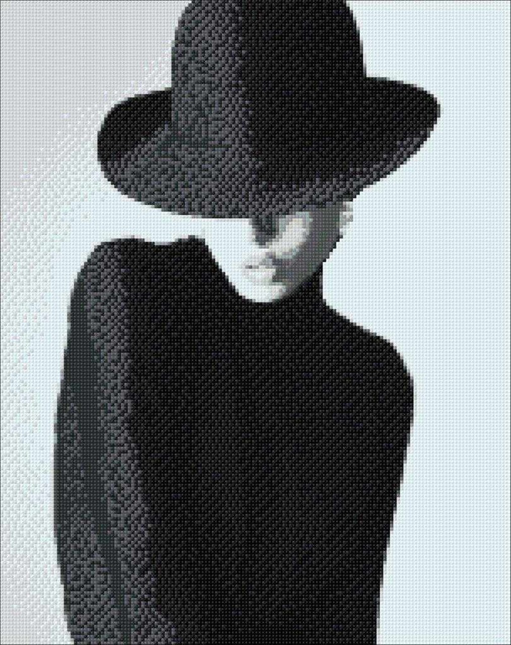 Lady in Black WD133 14.9 x 18.9 inches Wizardi Diamond Painting Kit